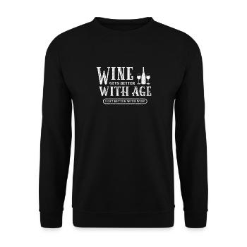 Wine Gets Better With Age I Get Better With Wine - Unisex Sweatshirt - black - Front - Alina (178cm) & Michal (187cm)
