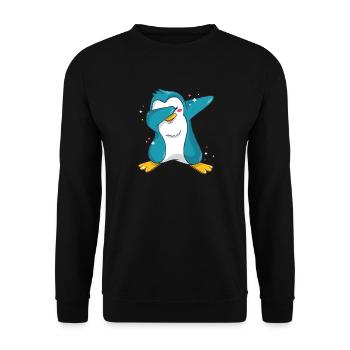 Dab Pinguin - Unisex Pullover - Schwarz - Vorne - Alina (178cm) & Michal (187cm)