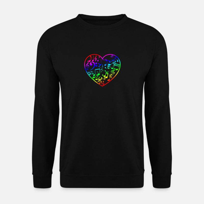 Regenbogen Herz Musik Hemd für Gesang und Klänge S - Unisex Pullover - Schwarz