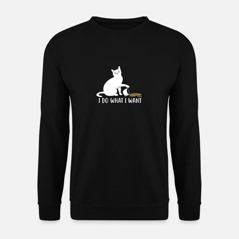 Lustig Katze Katzen Liebhaber Cats Kaffee Geschenk - Unisex Pullover - Schwarz