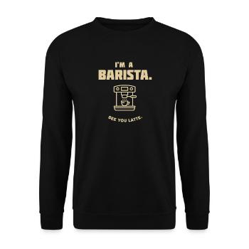 barista café café espresso cappuccino réveiller italie - Sweat-shirt Unisexe - noir - Devant - Alina (178cm) & Michal (187cm)