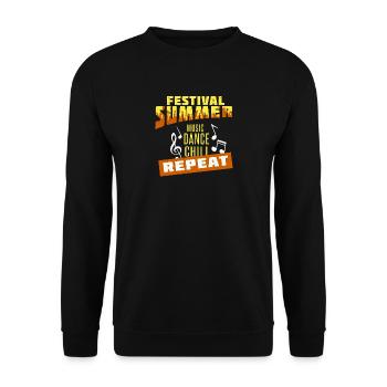 Festival Sommer Musik - Unisex Pullover - Schwarz - Vorne - Alina (178cm) & Michal (187cm)