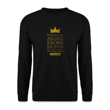Hinfallen aufstehen krone richten weitergehen - Unisex Pullover - Schwarz - Vorne - Alina (178cm) & Michal (187cm)
