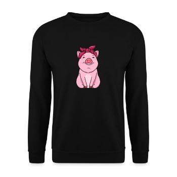 Cadeau ferme agricole · cochon rose - Sweat-shirt Unisexe - noir - Devant - Alina (178cm) & Michal (187cm)