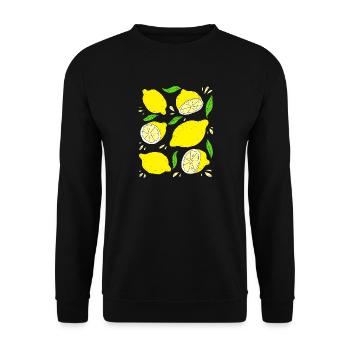 Spritzige saure Zitronen - Unisex Pullover - Schwarz - Vorne - Alina (178cm) & Michal (187cm)