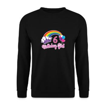 Girls Rainbow Princess 6th Birthday Shirt - Unisex Sweatshirt - black - Front - Alina (178cm) & Michal (187cm)