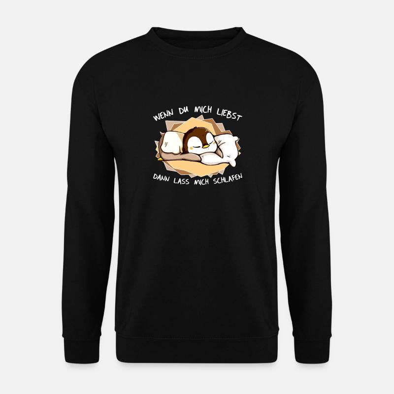 Süßer Spruch Schlafen Pinguin Schlafanzug Geschenk - Unisex Pullover - Schwarz