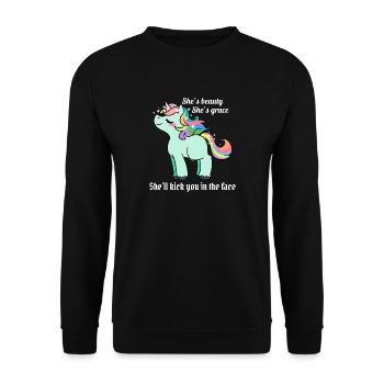 Licorne - Fan de Licorne - Cadeau de Licorne - Drôle - Sweat-shirt Unisexe - noir - Devant - Alina (178cm) & Michal (187cm)