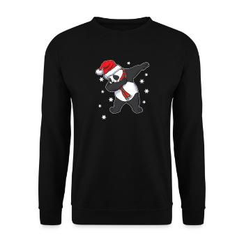 Panda Weihnachten Lustig Dabbing Geschenk - Unisex Pullover - Schwarz - Vorne - Alina (178cm) & Michal (187cm)