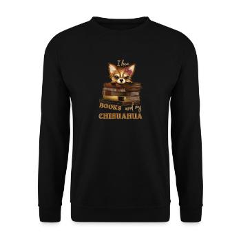 J'aime les livres et les chihuahuas - Sweat-shirt Unisexe - noir - Devant - Alina (178cm) & Michal (187cm)