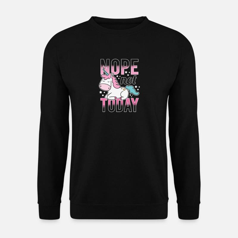 Nope Not Today Lazy Unicorn Einhorn Sterne - Unisex Pullover - Schwarz