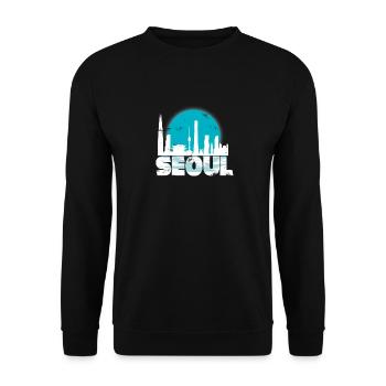Seoul South Korea Gift Christmas Sun Skyline - Unisex Sweatshirt - black - Front - Alina (178cm) & Michal (187cm)