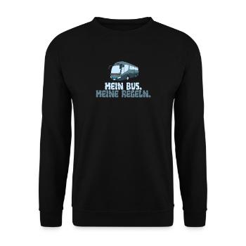 Mein Bus. Meine Regeln. - Unisex Pullover - Schwarz - Vorne - Alina (178cm) & Michal (187cm)