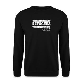 Refugee Welcome Immigrant Charity - Unisex Sweatshirt - black - Front - Alina (178cm) & Michal (187cm)