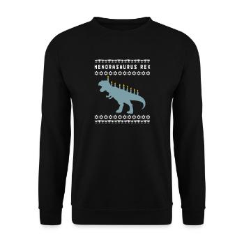 Menora t-Rex Judaism dinosaur dino gift - Unisex Sweatshirt - black - Front - Alina (178cm) & Michal (187cm)