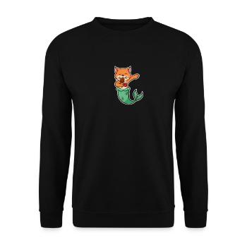 Meow Meowmaid cat mermaid ice cream gift idea - Unisex Sweatshirt - black - Front - Alina (178cm) & Michal (187cm)