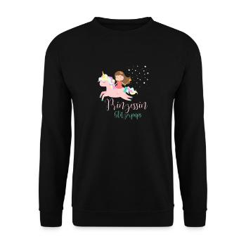 Princess GlitterPups Gift Daughter - Unisex Sweatshirt - black - Front - Alina (178cm) & Michal (187cm)