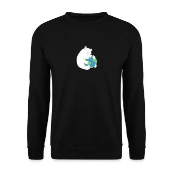 Polar bear hugs world globe | Earth Day | mother Earth - Unisex Sweatshirt - black - Front - Alina (178cm) & Michal (187cm)