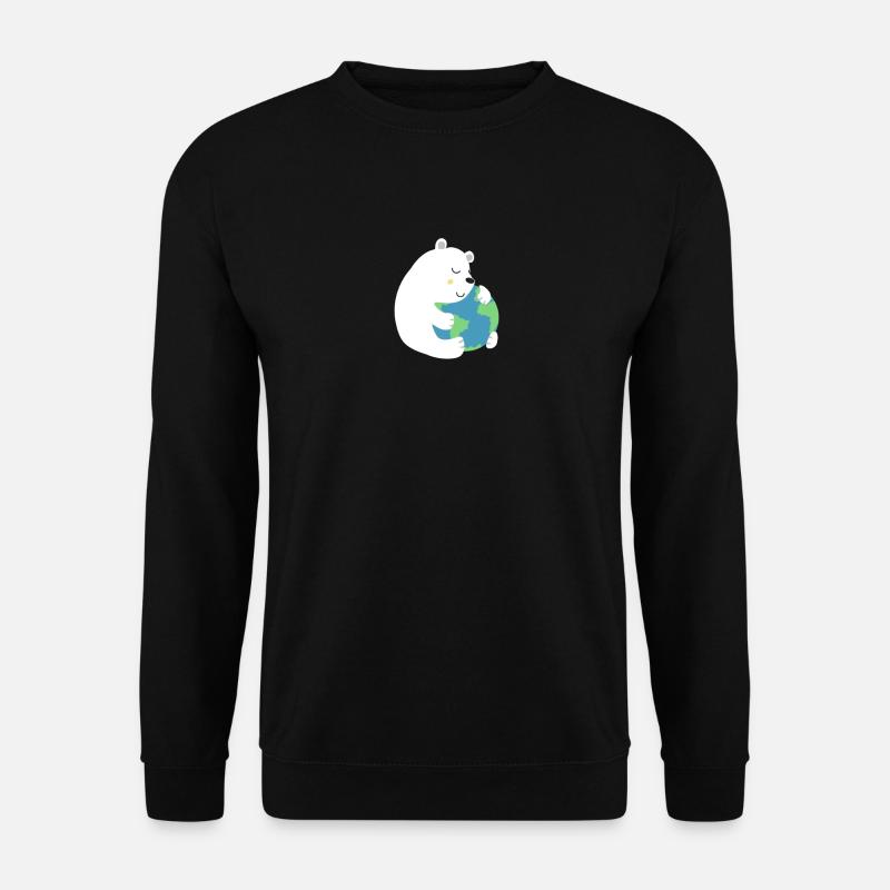 Eisbär umarmt Weltkugel | Earth Day | Mutter Erde - Unisex Pullover - Schwarz