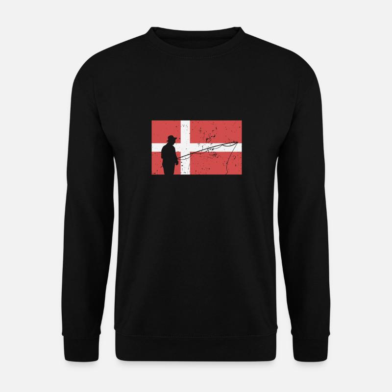 Dänemark Angelurlaub Dänische Flagge Geschenk - Unisex Pullover - Schwarz