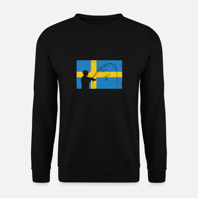 Schweden Schwedische Flagge Angelurlaub Geschenk - Unisex Pullover - Schwarz