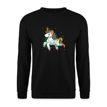 Unicorn Christmas lights Christmas tree - Unisex Sweatshirt - black - Front - Alina (178cm) & Michal (187cm)