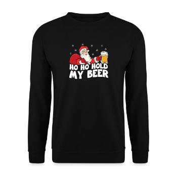 Santa Claus Beer Gift Ho Ho Hold My Beer - Unisex Sweatshirt - black - Front - Alina (178cm) & Michal (187cm)