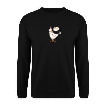 Meow Chicken - Unisex Pullover - Schwarz - Vorne - Alina (178cm) & Michal (187cm)
