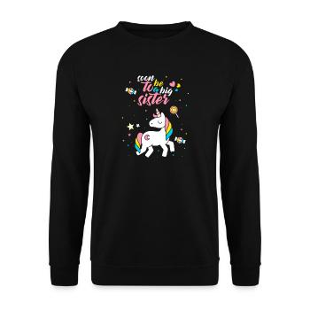 Je vais faire un grand cadeau de sœur Licorne - Sweat-shirt Unisexe - noir - Devant - Alina (178cm) & Michal (187cm)