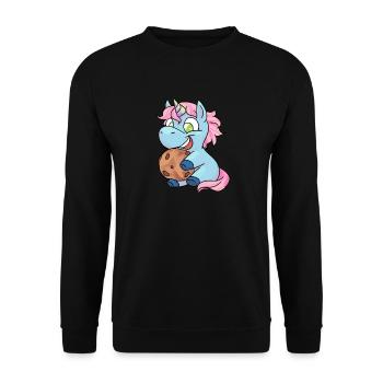 Vereinigungsgeschenk für Einhörner - Keks - Unisex Pullover - Schwarz - Vorne - Alina (178cm) & Michal (187cm)
