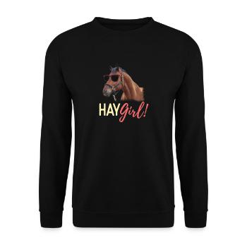 Hay Girl Equitation Amoureux des chevaux - Sweat-shirt Unisexe - noir - Devant - Alina (178cm) & Michal (187cm)