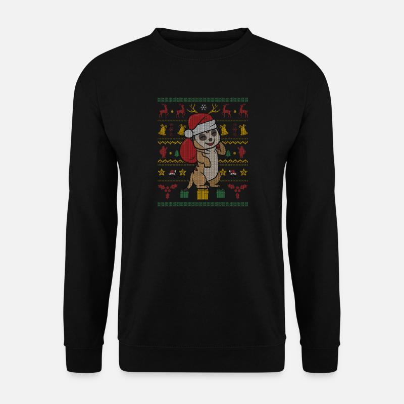 Ugly Christmas Erdmännchen Weihnachtsgeschenk - Unisex Pullover - Schwarz