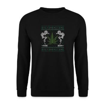 Ugly Christmas Cannabis Weed Christmas Gift - Unisex Sweatshirt - black - Front - Alina (178cm) & Michal (187cm)