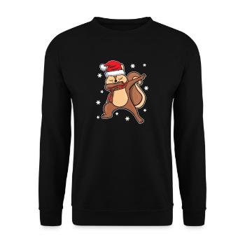 Eichhörnchen Dabbing Tanz Weihnachten Geschenk - Unisex Pullover - Schwarz - Vorne - Alina (178cm) & Michal (187cm)