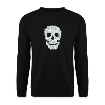 Skull Cat Katzen Totenkopf - Unisex Pullover - Schwarz - Vorne - Alina (178cm) & Michal (187cm)