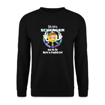 Schlager Shirt Peace Party Themed Fete Holiday Celebration - Unisex Sweatshirt - black - Front - Alina (178cm) & Michal (187cm)