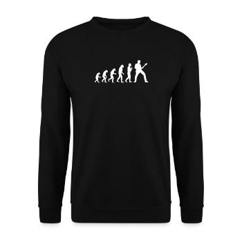 Evolution homme des cavernes à un guitariste - Sweat-shirt Unisexe - noir - Devant - Alina (178cm) & Michal (187cm)