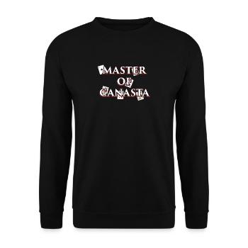 Canasta Design Geschenk für Kartenspieler und - Unisex Pullover - Schwarz - Vorne - Alina (178cm) & Michal (187cm)