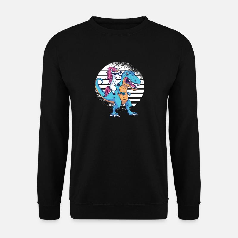 Einhorn Dinosaurier Dino T-Rex Geschenk - Unisex Pullover - Schwarz