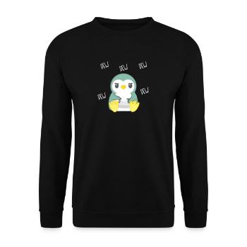 Pinguin – Pinguine – Gamer - Zocker - Nerd - Geek - Unisex Pullover - Schwarz - Vorne - Alina (178cm) & Michal (187cm)