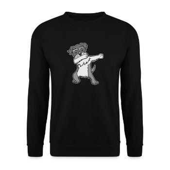Schnauzer Dog Dabbing Dabbin Dabb Dance Gift - Unisex Sweatshirt - black - Front - Alina (178cm) & Michal (187cm)