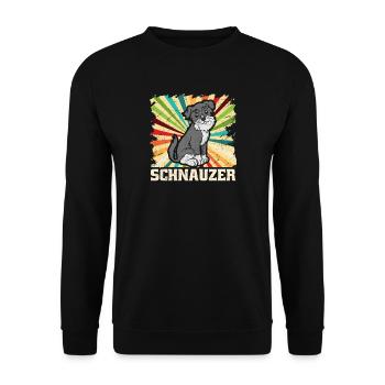 Schnauzer Hund Retro Vintage Geschenk - Unisex Pullover - Schwarz - Vorne - Alina (178cm) & Michal (187cm)