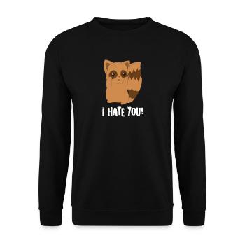 Waschbär – Waschbären – Waschbärfan – I hate you - Unisex Pullover - Schwarz - Vorne - Alina (178cm) & Michal (187cm)