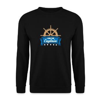 Seefahrer / Seemann - Ich bin der Kapitän! - Unisex Pullover - Schwarz - Vorne - Alina (178cm) & Michal (187cm)