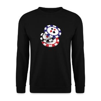 Poker Texas Hold'em Pokerface Casino All in Vegas - Unisex Pullover - Schwarz - Vorne - Alina (178cm) & Michal (187cm)