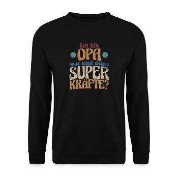 I'm Grandpa, what are your superpowers - Unisex Sweatshirt - black - Front - Alina (178cm) & Michal (187cm)