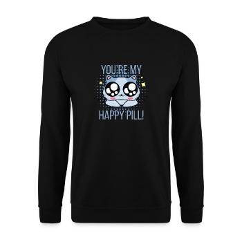 Happy pill chat heureux - Sweat-shirt Unisexe - noir - Devant - Alina (178cm) & Michal (187cm)