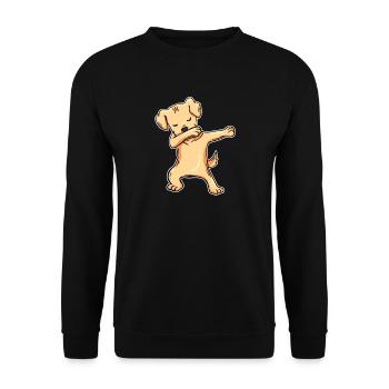 Labrador Retriever Hund Dabbing Tanz Geschenk - Unisex Pullover - Schwarz - Vorne - Alina (178cm) & Michal (187cm)