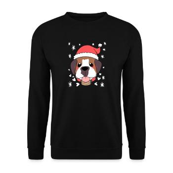 Christmas – Christmas Sweater – St. Bernard - Unisex Sweatshirt - black - Front - Alina (178cm) & Michal (187cm)