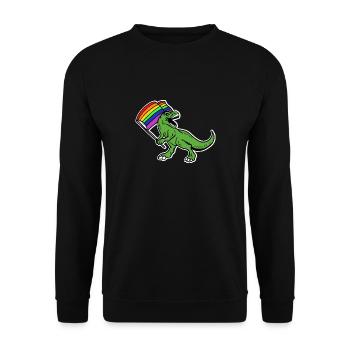 Funny T-Rex Gay Pride Flag Dinosaur Gay - Unisex Sweatshirt - black - Front - Alina (178cm) & Michal (187cm)